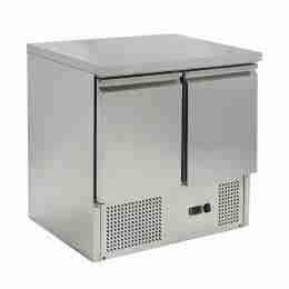 Banco frigo saladette con piano in acciaio inox 2 porte 900x700x850h mm statico