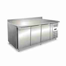 Tavolo congelatore refrigerato in acciaio inox con alzatina 3 porte 179,5x60x96h cm -10 -20°C