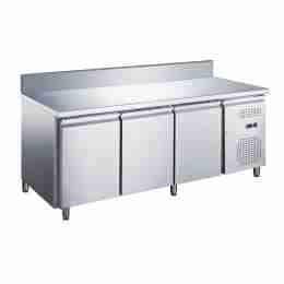 Tavolo frigo refrigerato 3 porte in acciaio inox con alzatina -2 +8 °C 1795x600x850 h mm tropicalizzato