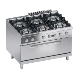 Cucina a gas con 6 fuochi con forno a gas 1050x530 mm S/90