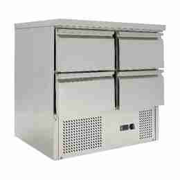 Banco frigo saladette con piano in acciaio inox 4 cassetti 90x70x85h cm