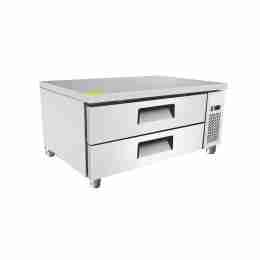 Tavolo frigo refrigerato basso sotto cucina piano a filo 2 cassetti scorrevoli in acciaio inox -2 +8° C 1230x815x530h mm