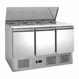 Banco frigo saladette con coperchio copri ingredienti 3 porte 1365x700x865h mm 4 vaschette GN 1/1