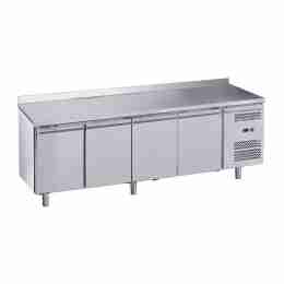 Tavolo frigo refrigerato 4 porte in acciaio inox con alzatina -2 +8 °C 2230x700x950h mm 
