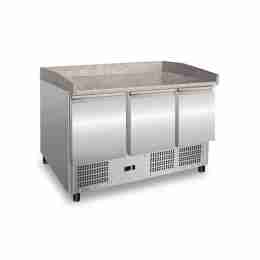 Banco frigo saladette con piano in granito statico 3 porte temperatura +2 +8 °C