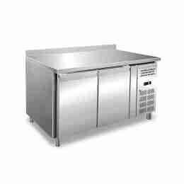 Tavolo congelatore refrigerato in acciaio inox con alzatina 2 porte 136x60x96h cm -10 -20°C
