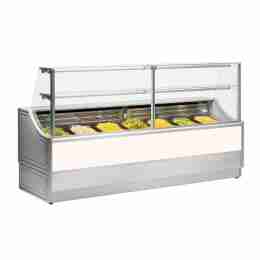 Banco refrigerato statico con vano riserva per gastronomia e salumeria bianco +4 +8°C 100x81x135h cm