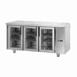 Tavolo Refrigerato GN 1/1 con 3 porte in vetro predisposto per unità frigorifera remota