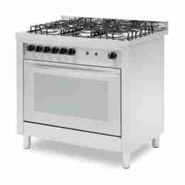Cucina professionale a gas 5 fuochi con forno elettrico termo ventilato con funzione grill 4 teglie