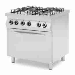 Cucina professionale a gas 4 fuochi con forno elettrico termo ventilato GN 1/1