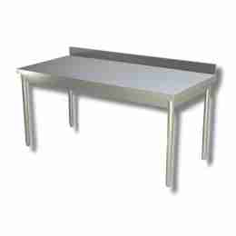 Tavolo in acciaio inox su gambe e alzatina profondità 600 mm 1500x600 mm