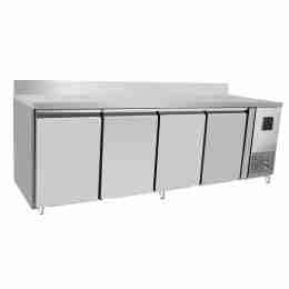 Tavolo frigo refrigerato a basso consumo energetico in acciaio inox con alzatina 4 porte 0+8 °C 2230x600x850h mm
