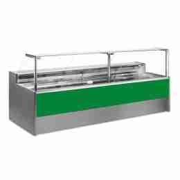 Banco refrigerato statico con vano riserva per salumeria e macelleria verde +4 +6°C 200x109x128h cm