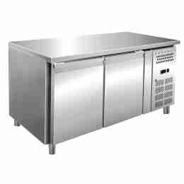 Tavolo congelatore refrigerato in acciaio inox 2 porte 136x70x86 h cm -10 -20°C