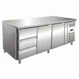 Tavolo frigo refrigerato in acciaio inox 2 porte 3 cassetti 1/3 179,5x70x86h cm -2 +8 °C 