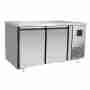 Tavolo frigo refrigerato classe A a basso consumo energetico in acciaio inox 2 porte 0 +8 °C 1360x700x850 h mm