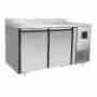 Tavolo frigo refrigerato a basso consumo energetico in acciaio inox con alzatina 2 porte classe A 0 +8 °C 1360x700x850 h mm